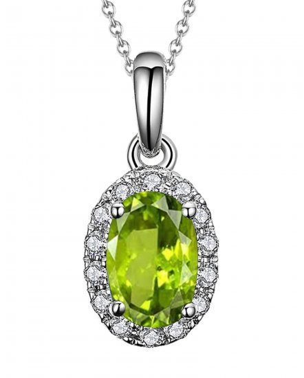 OVAL COLORED STONE DIAMOND PENDANT (VP407)